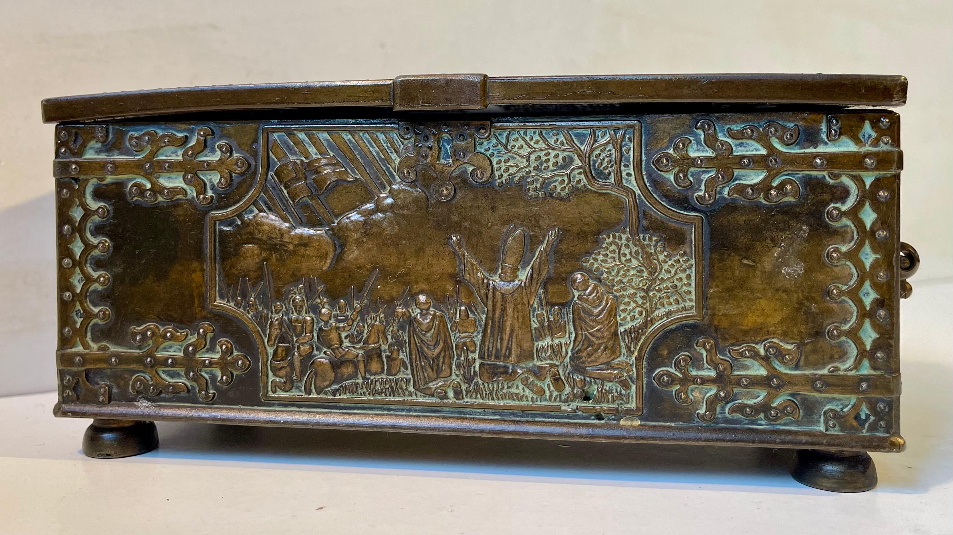Viking Treasure Chest in Bronze by Edward Aagaard, 1950s 4