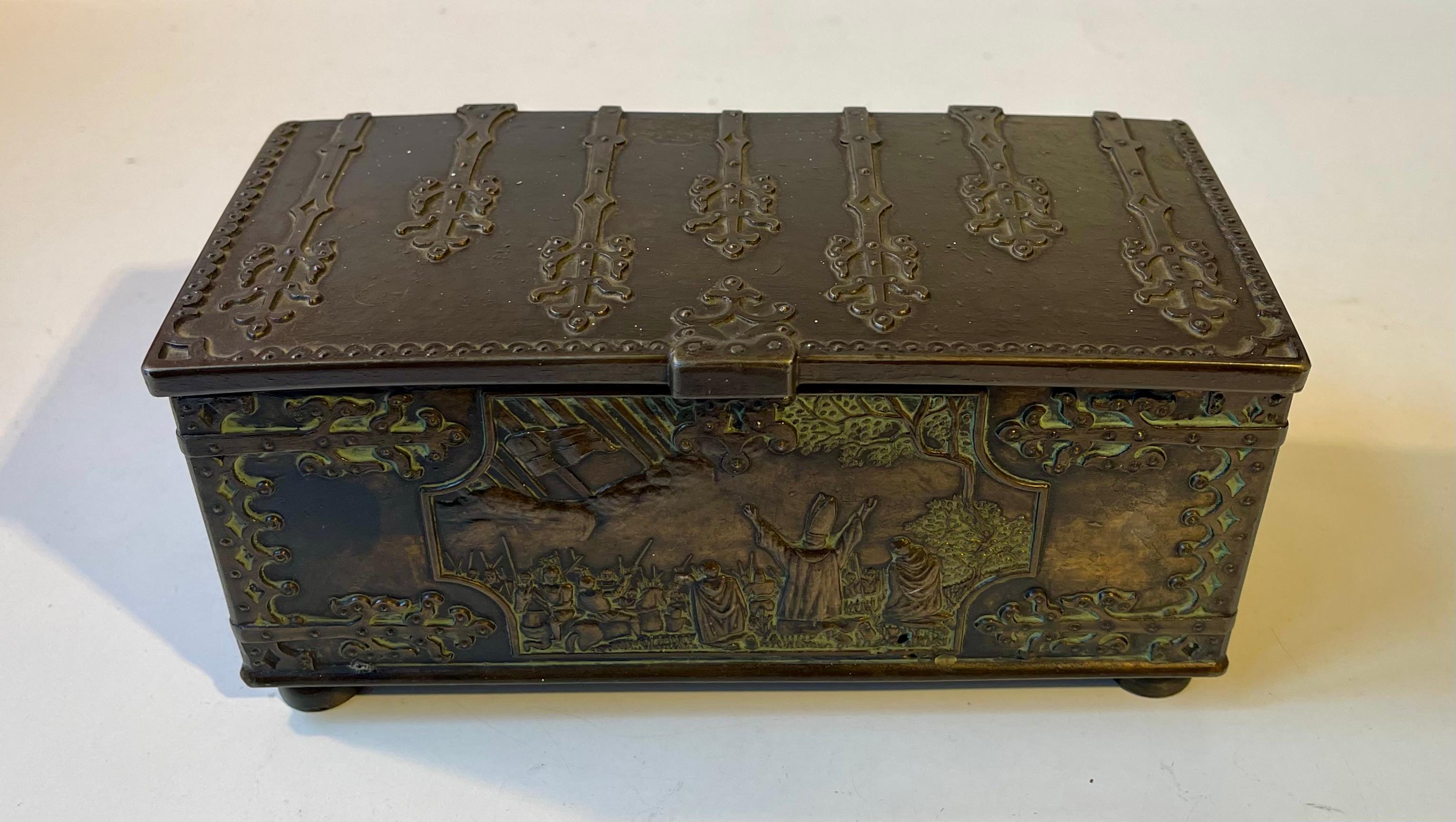 Medieval Viking Treasure Chest in Bronze by Edward Aagaard, 1950s