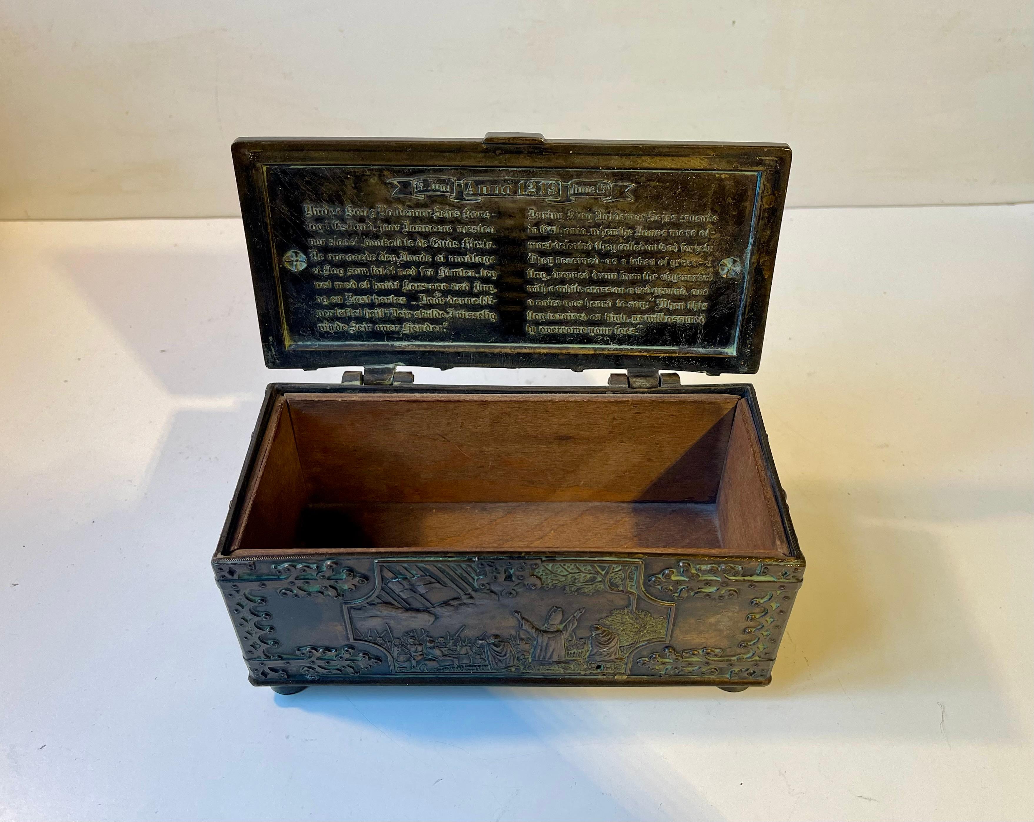 Mid-20th Century Viking Treasure Chest in Bronze by Edward Aagaard, 1950s