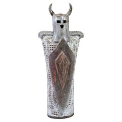 Französische Viking-Krieger-Skulptur aus Keramik von Talon Giordano, 1980er Jahre