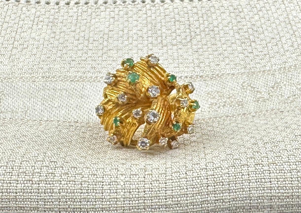 Vikki Carrs Estate Modernist Emerald Diamond Ring 18 Karat Gold Zertifikat Auth. im Angebot 6