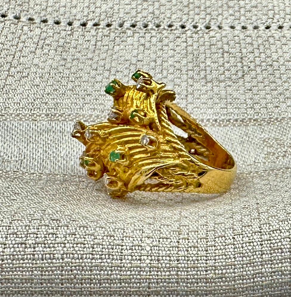 Vikki Carrs Estate Modernist Emerald Diamond Ring 18 Karat Gold Zertifikat Auth. im Angebot 7