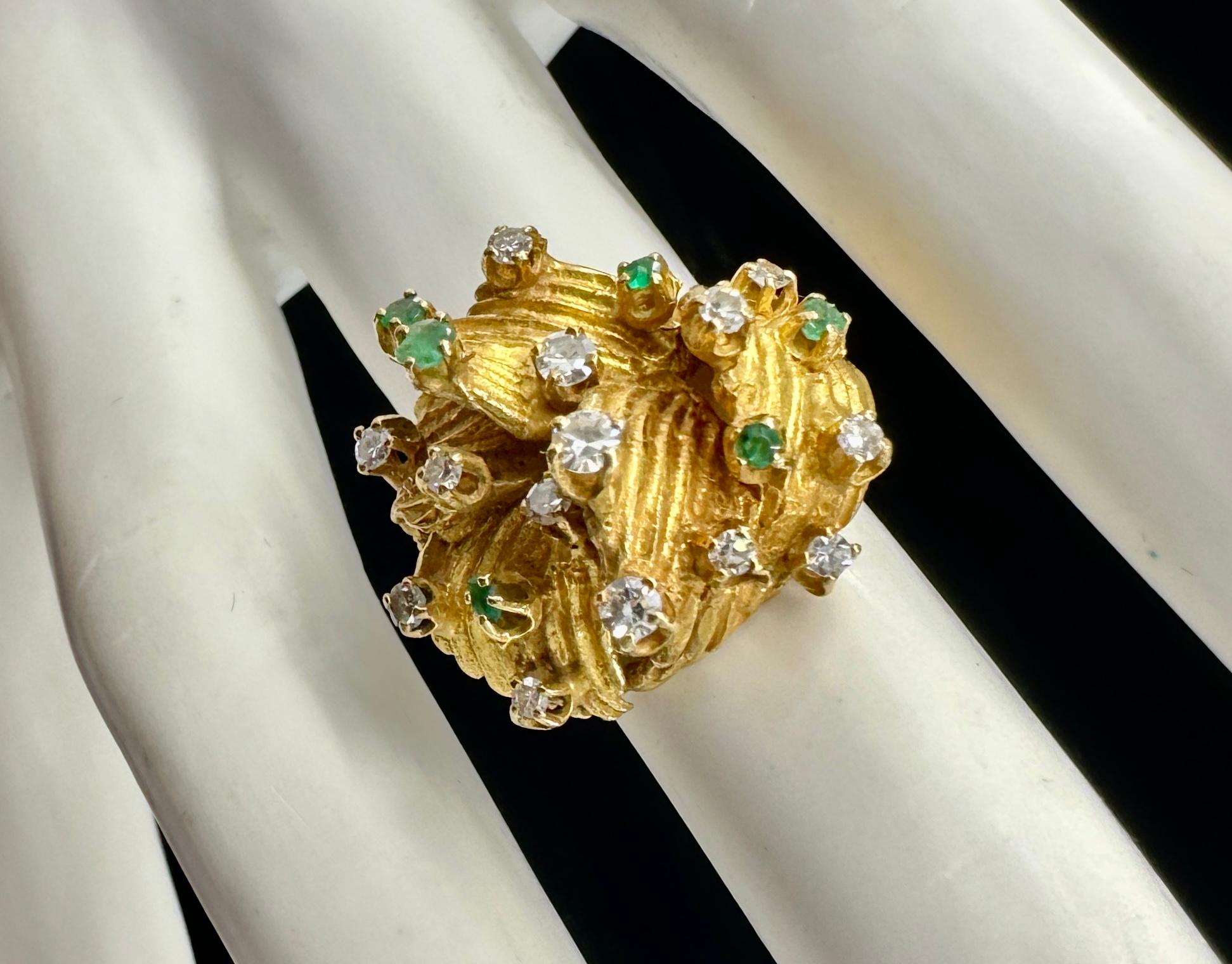 Vikki Carrs Estate Modernist Emerald Diamond Ring 18 Karat Gold Zertifikat Auth. Damen im Angebot