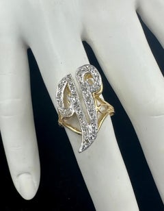 Vikki Carr Estate V Initial Diamond Ring 14 Karat Gold Certificate Authenticity