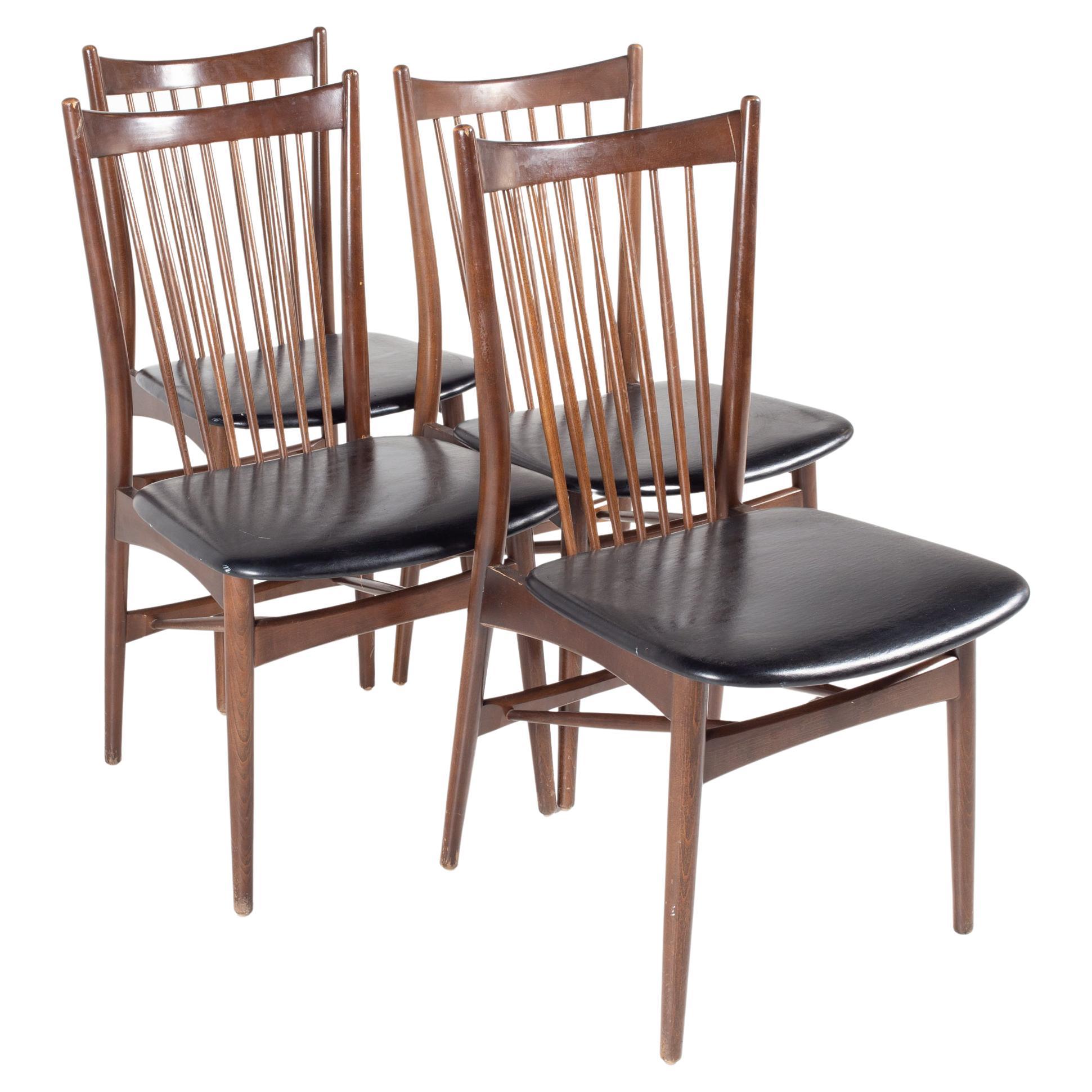 Viko Baumritter Style Mid Century Walnut Dining Chairs, Set of 4
