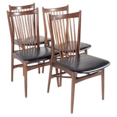 Vintage Viko Baumritter Style Mid Century Walnut Dining Chairs, Set of 4