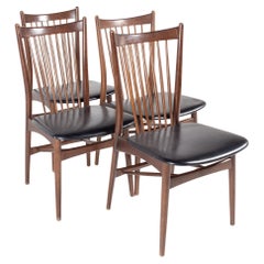 Vintage Viko Baumritter Style Mid Century Walnut Dining Chairs, Set of 4
