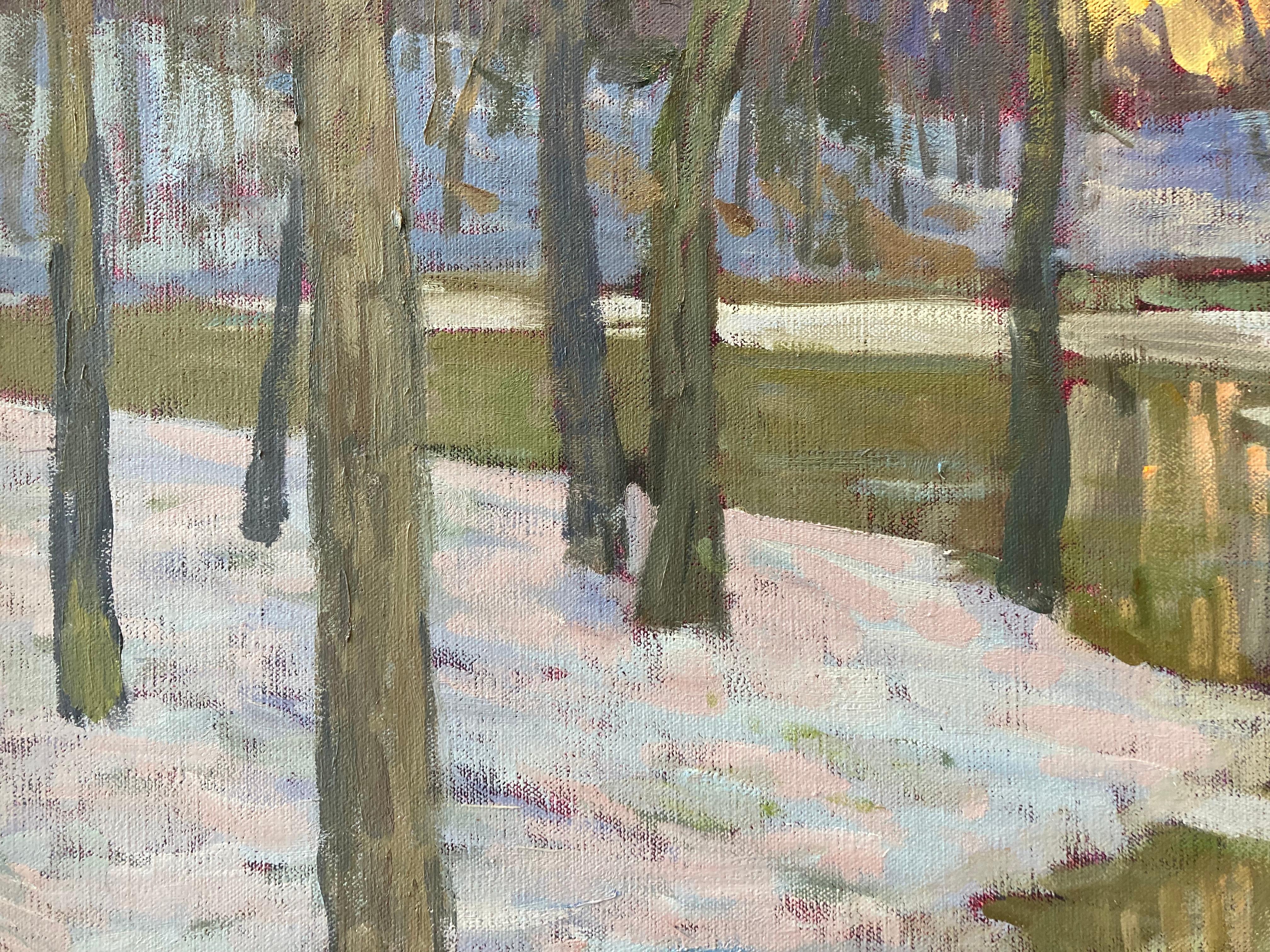 Alizarin Sky in Winter  - Impressionist Painting by Viktor Butko