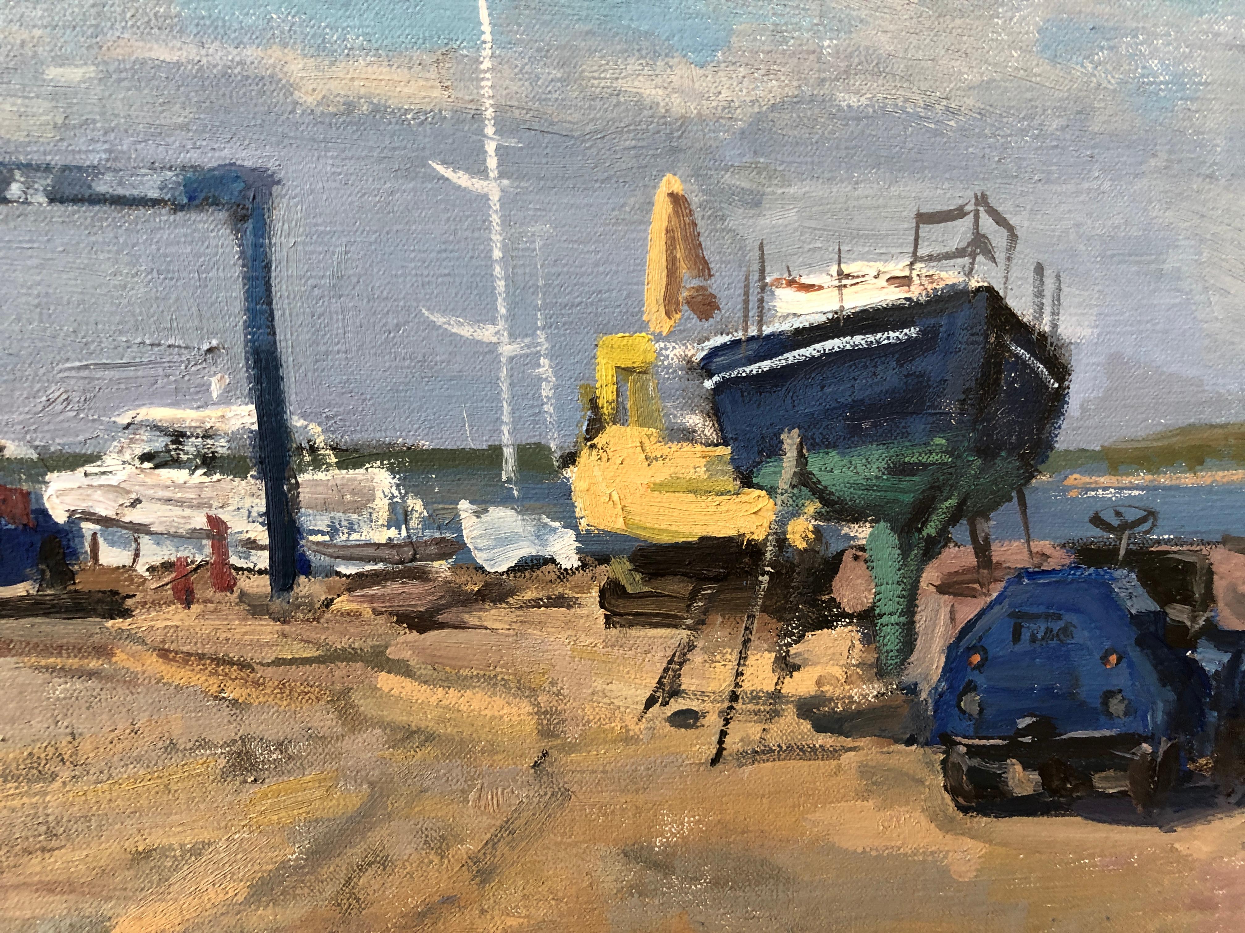 Bay Street Yacht Yard - Impressionist Painting by Viktor Butko