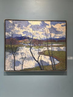"Cloud Reflections" oil painting, impressionist landscape of Vermont, Mountains