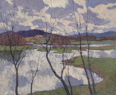 "Cloud Reflections" oil painting, impressionist landscape of Vermont, Mountains