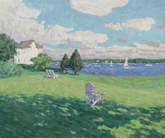 "Panorama del porto di Dering" DIPTYCH, paesaggio impressionista, Shelter Island, NY