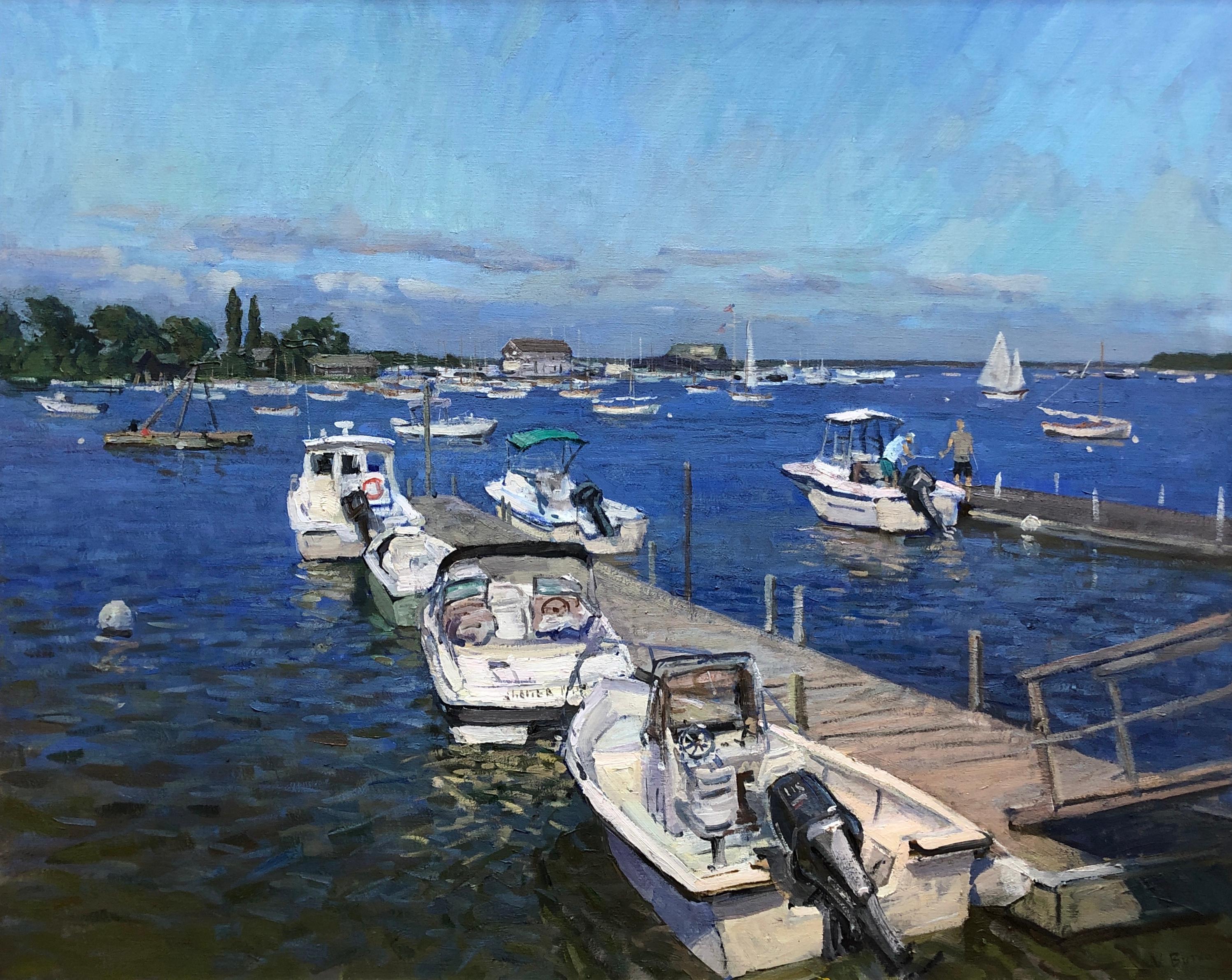 Viktor Butko Landscape Painting - Docks at Dering Harbor