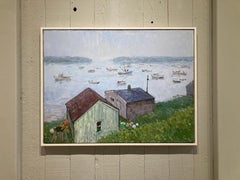 Evening Fog - 2023 impressionist plein air harbor and shack oil painting
