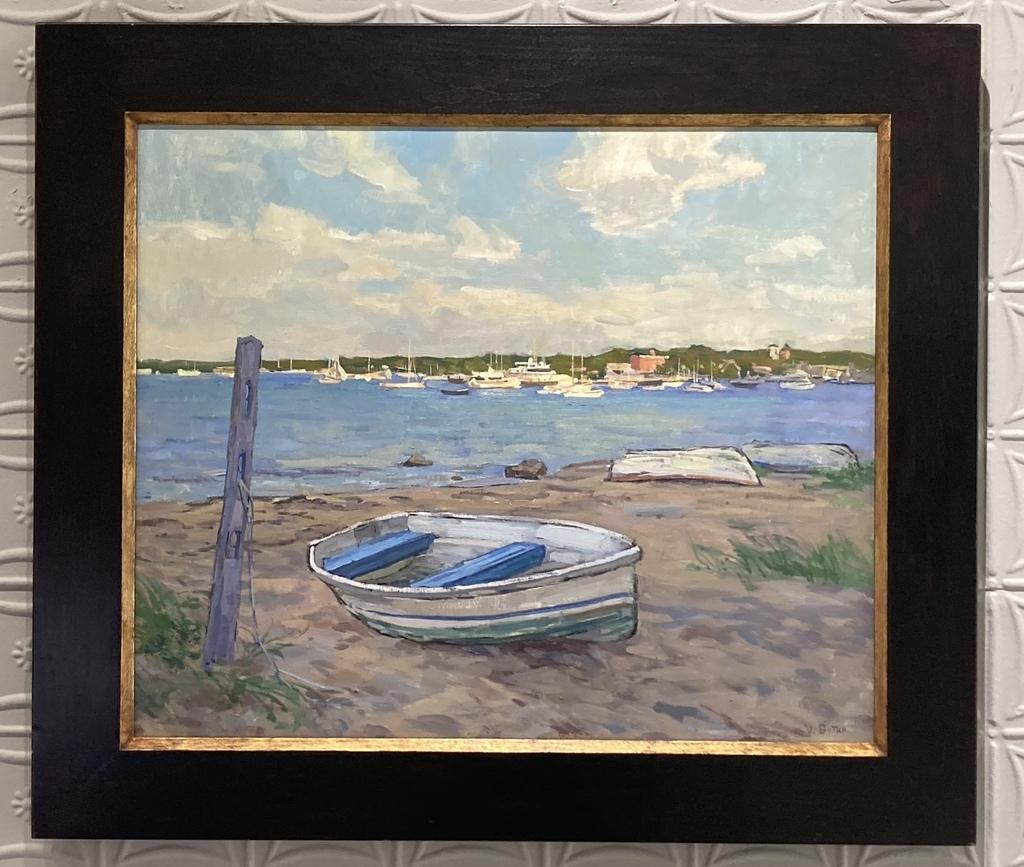 Little Boat on Secret Beach - Impressionist Painting by Viktor Butko