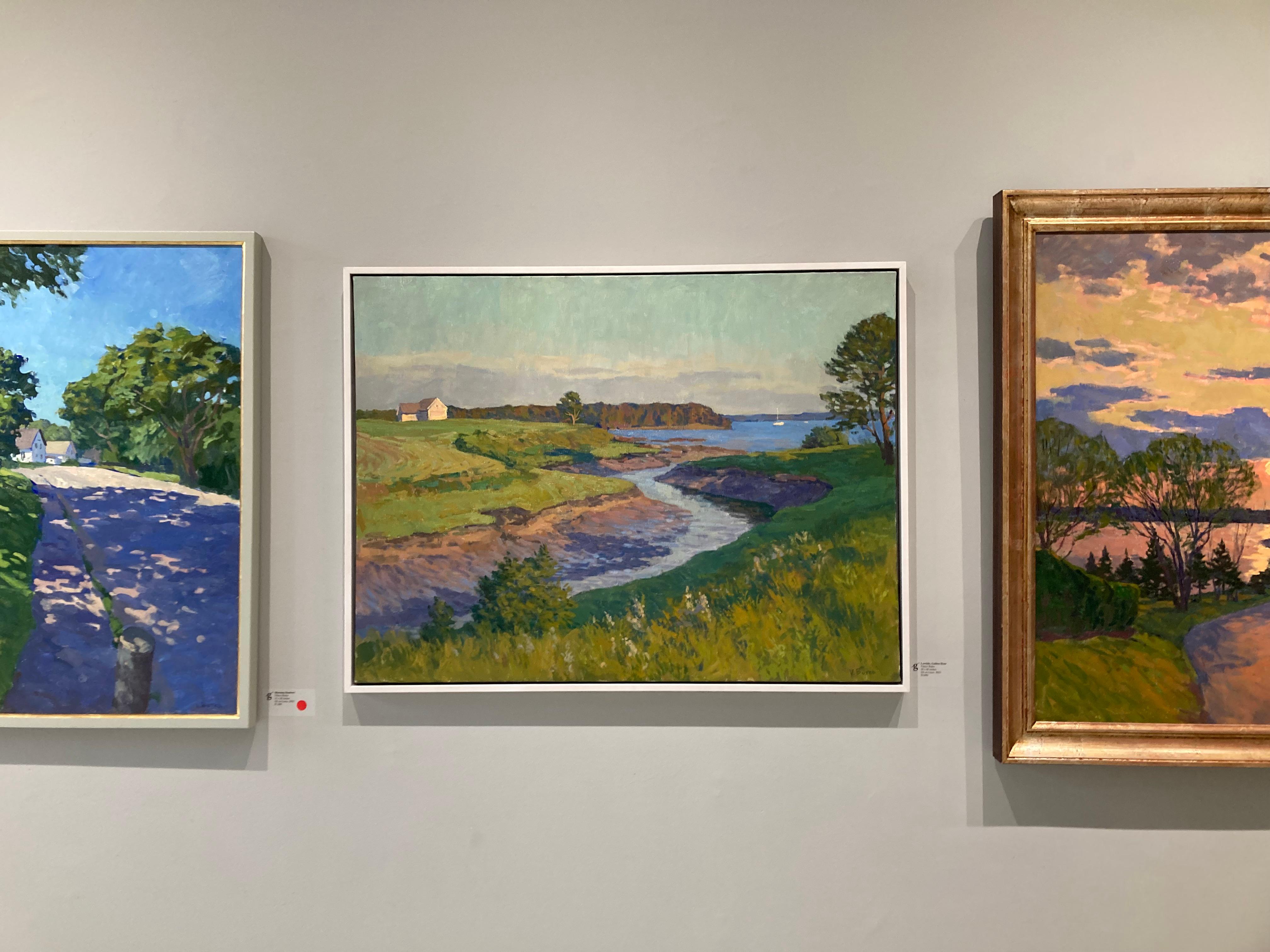 Bassa marea, ora d'oro - 2023 Porto impressionista - pittura plein air - Painting di Viktor Butko