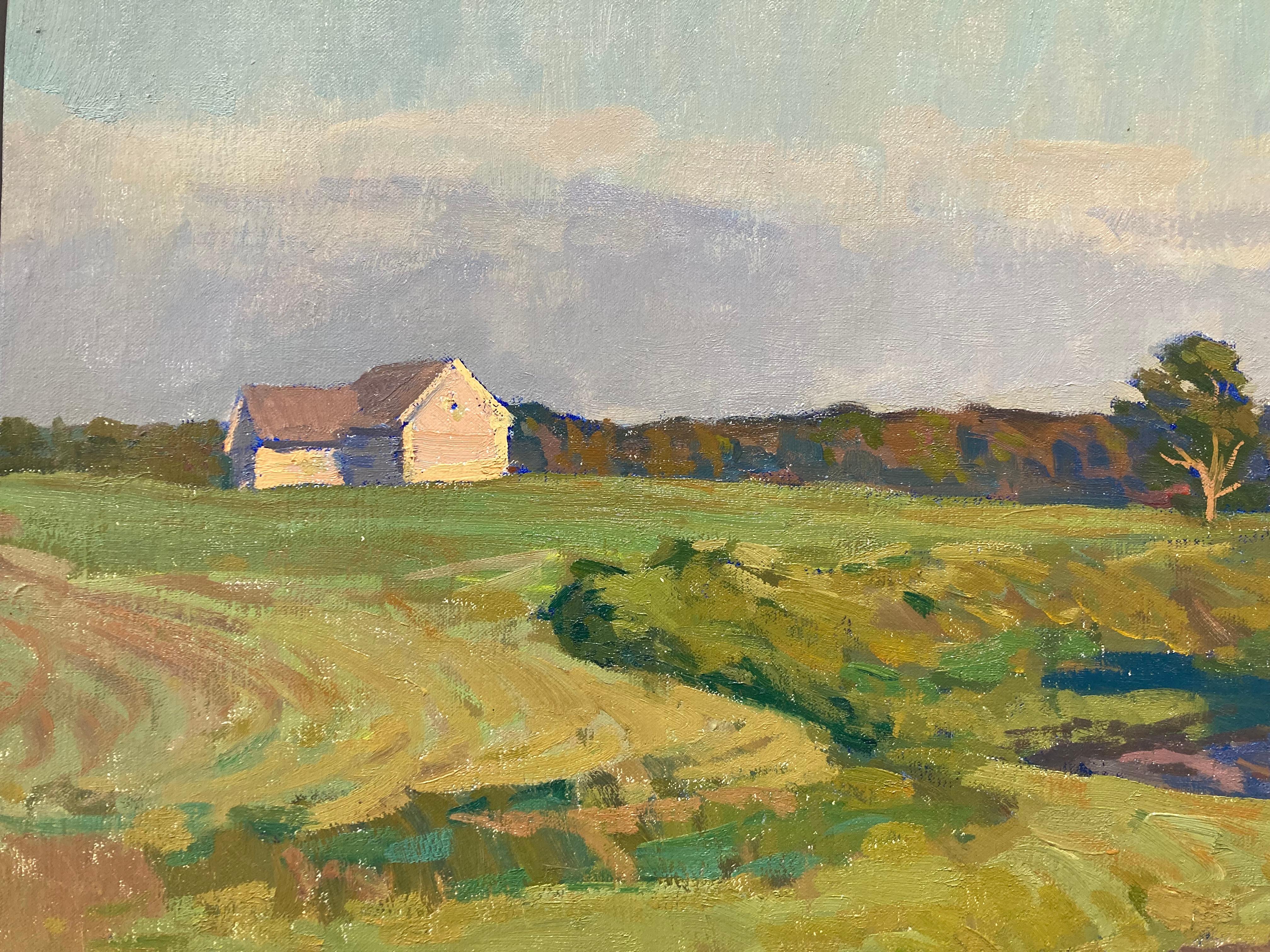 Bassa marea, ora d'oro - 2023 Porto impressionista - pittura plein air - Still-Life Painting Marrone di Viktor Butko