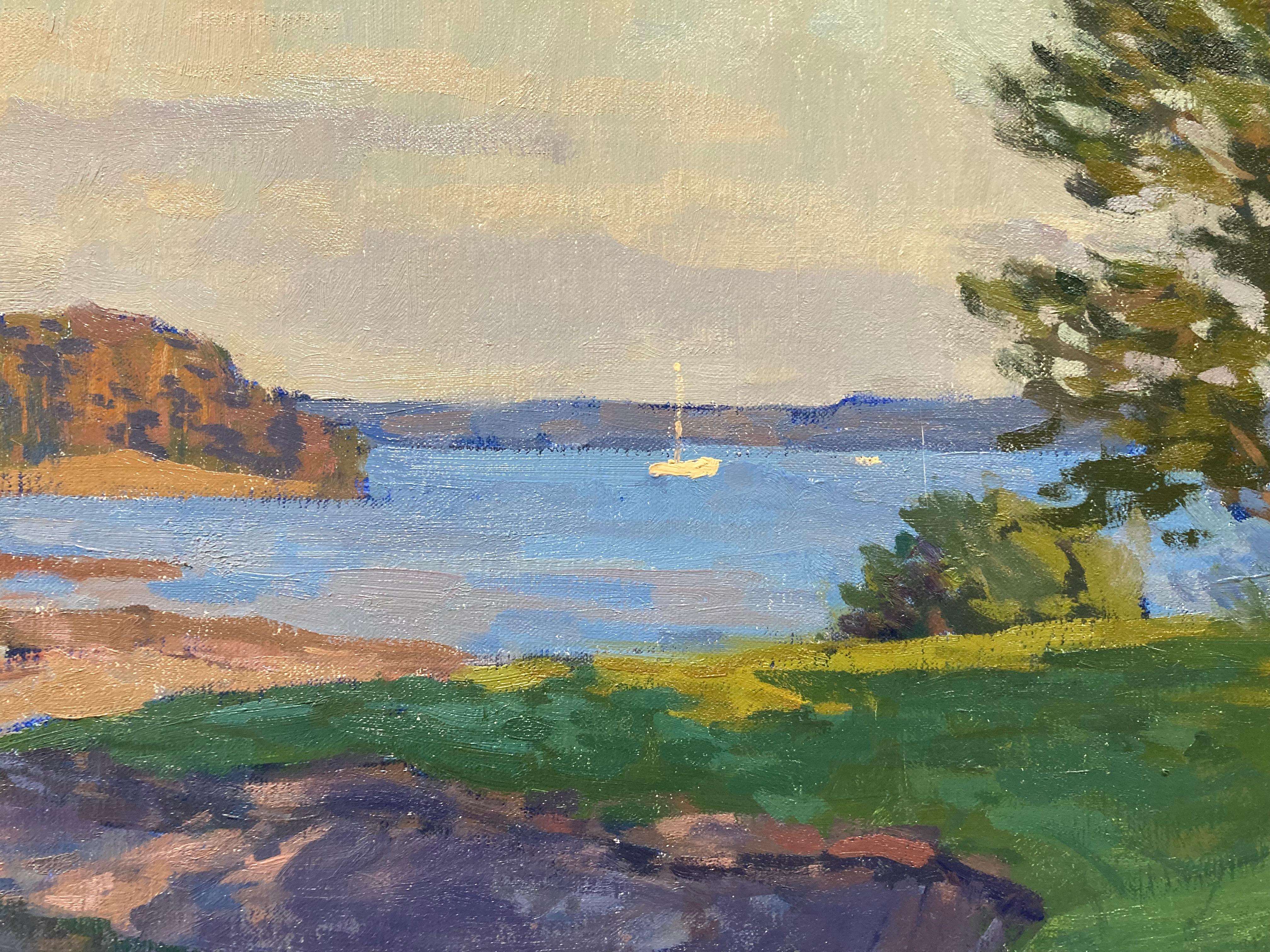 Lowtide, Golden Hour - 2023 Impressionistic Harbor - plein air painting For Sale 2