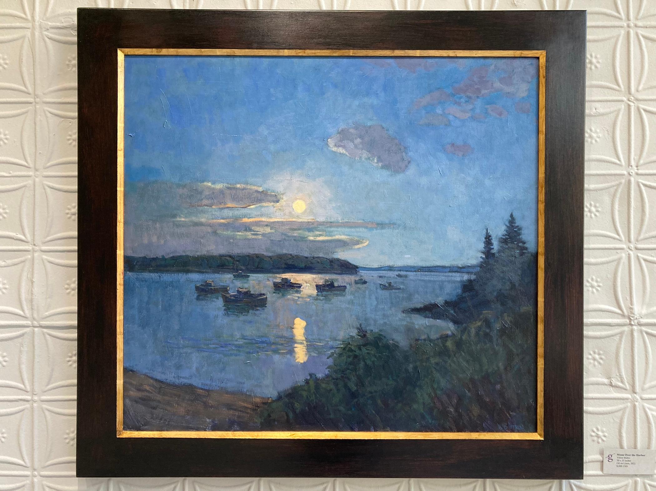 Moon over the Harbor - Painting by Viktor Butko