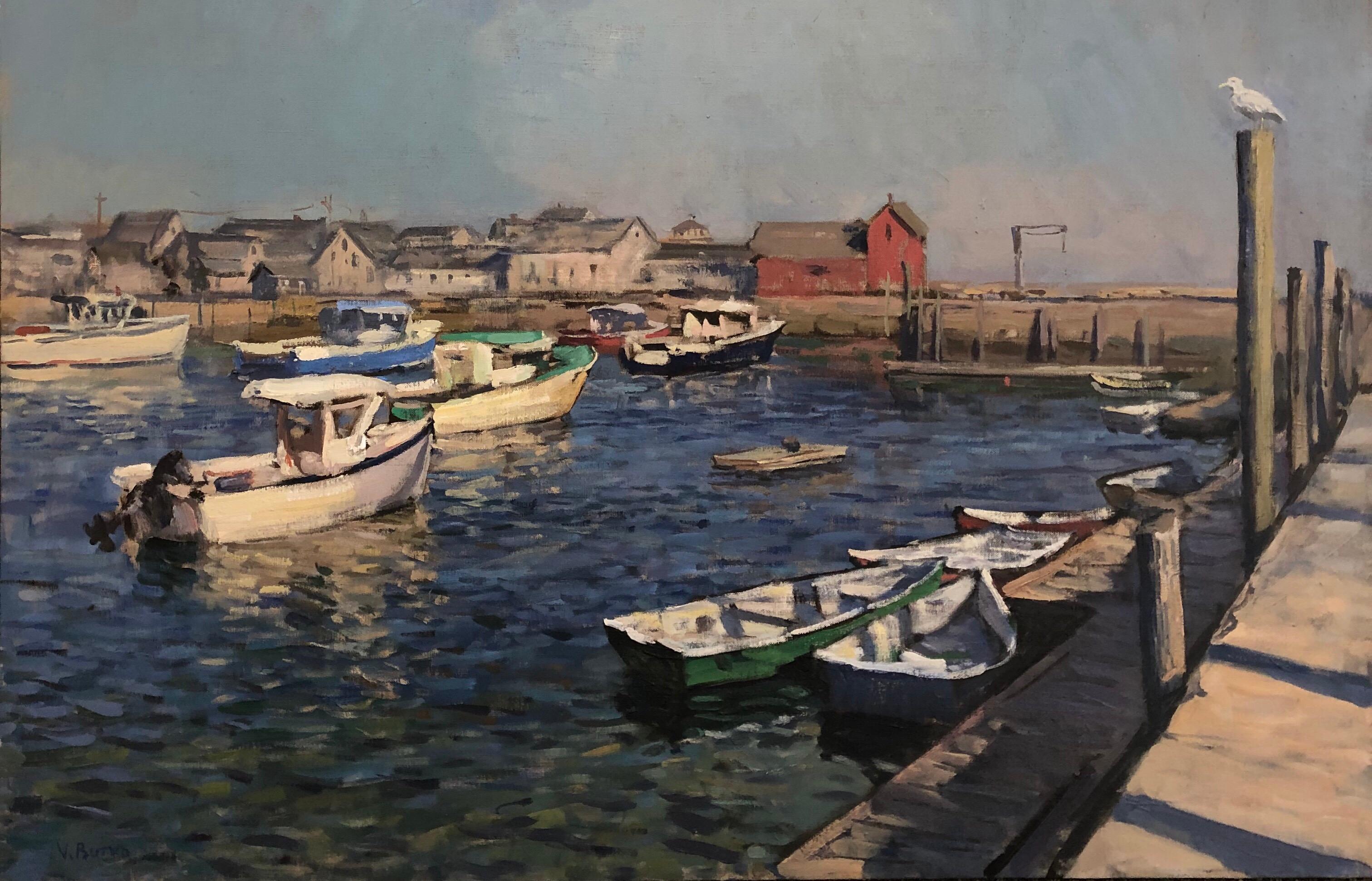 Viktor Butko Landscape Painting - Morning at T-Wharf, Rockport