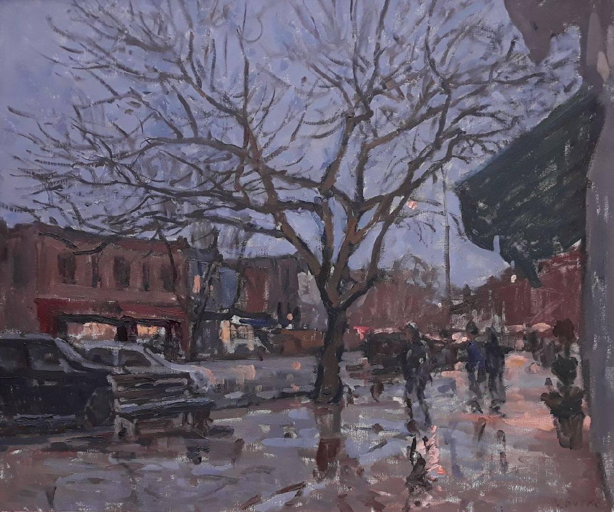 Viktor Butko Landscape Painting - Rainy Dusk, Main Street