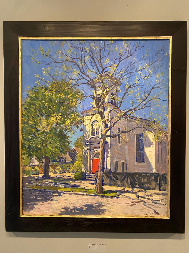 The Red Door, Sag Harbor Church - Painting by Viktor Butko