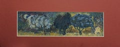 Gardens of the House, Impressionist Landscape Painting, Oil on Cardboard