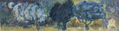 Gardens of the House, Impressionist Landscape Painting, Oil on Cardboard