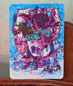 In Memories, Expressionist Landscape Painting, Oil and Acrylic on Cardboard
