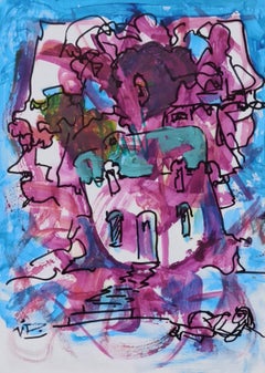 In Memories, Expressionist Landscape Painting, Oil and Acrylic on Cardboard