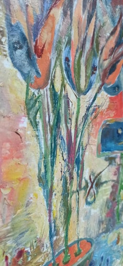 Relax Under the Window, Impressionist Still Life Painting, Oil on Cardboard
