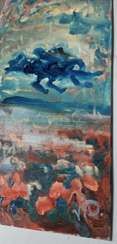 Reverse Movement, Impressionist Landscape Painting, Oil on Cardboard, 2023