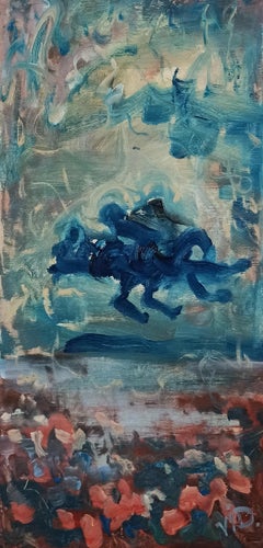 Reverse Movement, Impressionist Landscape Painting, Oil on Cardboard, 2023