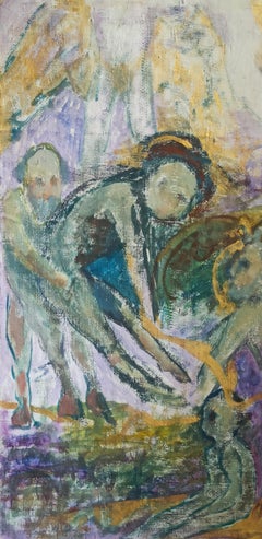 Such a Magical Fall Upwards, Expressionist Figurative Scene, Oil on Linen