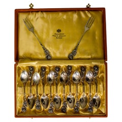 Viktor E. Johansson Silver Dessert Spoon Set, 14 Pieces, Sweden, 1948