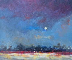 „Crimson Sky“, impressionistisches Landschaftsgemälde, Öl auf Leinwand, 2026