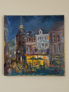 Light of a Quiet Coffee Shop, Impressionist Landscape, Oil on Canvas