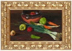 Antique Viktor Ivanovich Kalashnikov 'Still Life with Radishes and Onions' Painting