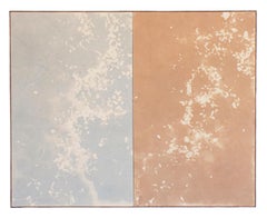 Viktor Kobylianski Abstract Diptych in Blue and Terracotta Mixed Media on Canvas