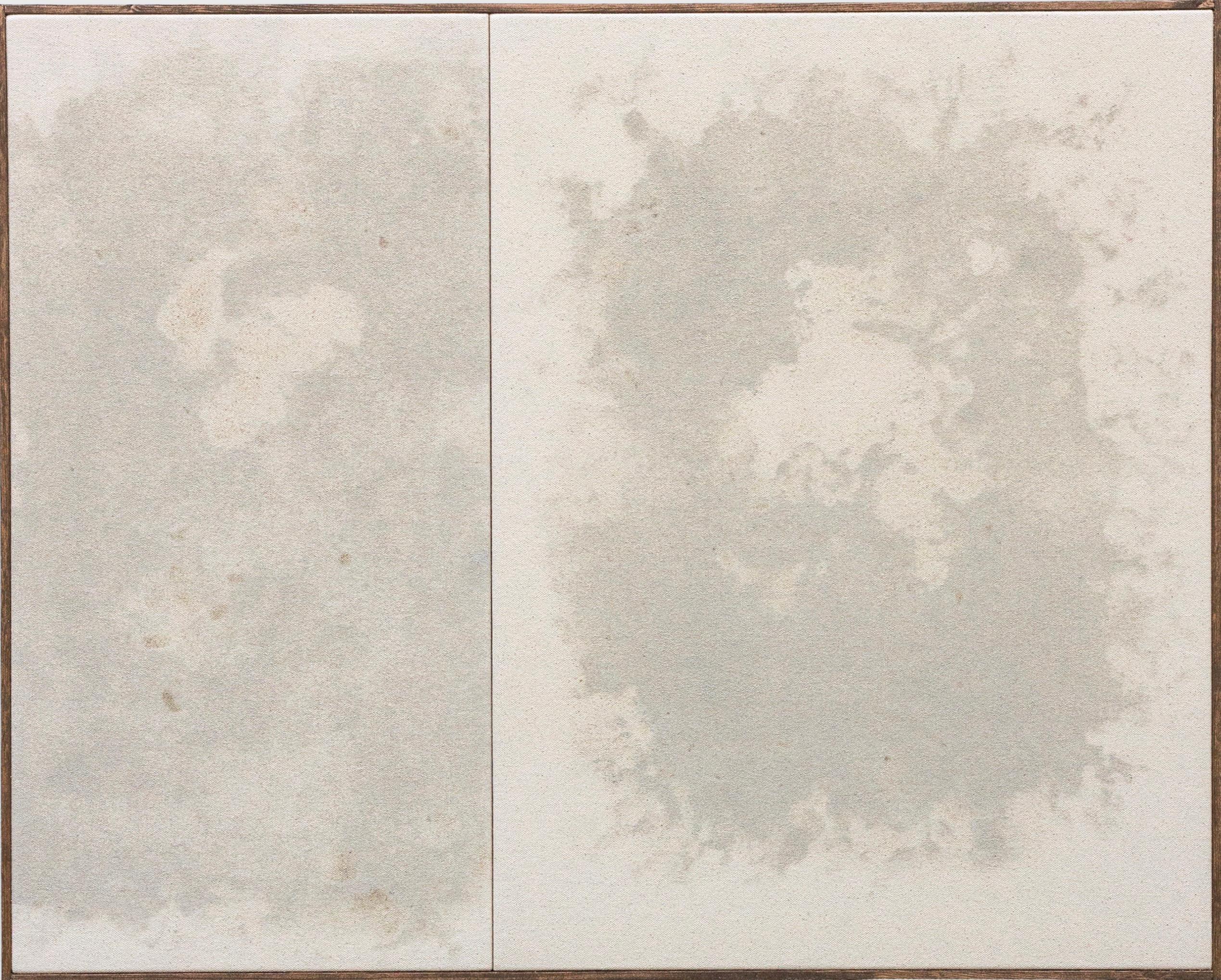 Zeitgenössisches minimalistisches abstraktes Diptychon, großformatige neutral strukturierte Malerei
