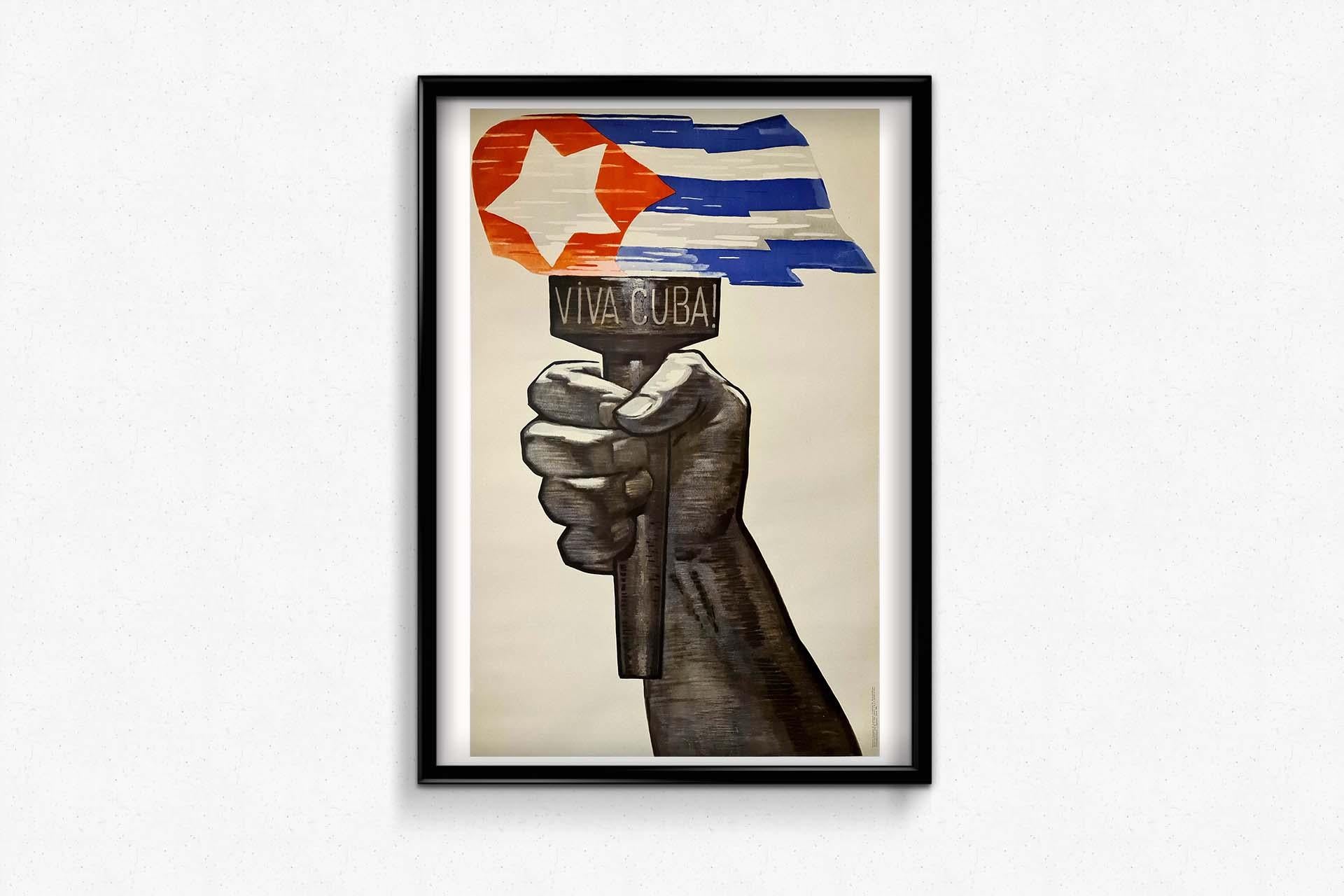 1962 Victor Koretsky Original poster -  Viva Cuba ! - USSR - Cold War For Sale 1