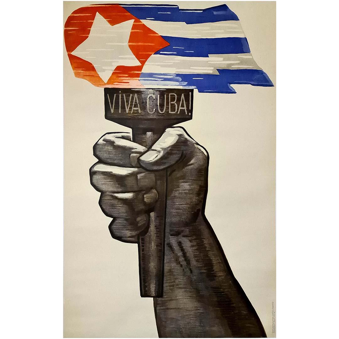 Beautiful Soviet poster by Victor Koretsky (1909 - 1998) for Cuba.
Among the photomontage poster artists of the 20th century, Viktor Borisovich Koretskii stands out as one of the most iconic. His prolific career in the Soviet Union began in the