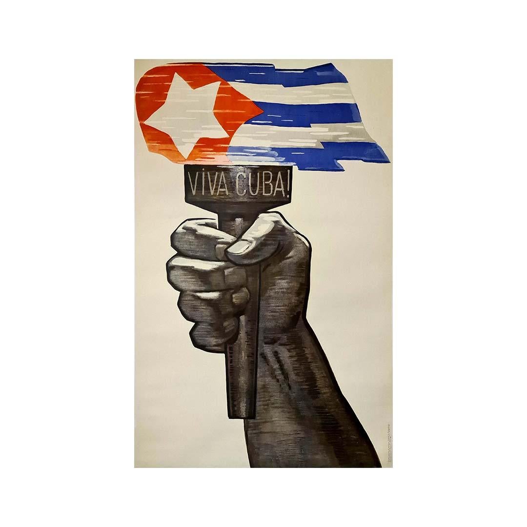 1962 Victor Koretsky Original poster -  Viva Cuba ! - USSR - Cold War - Print by Viktor Koretsky 
