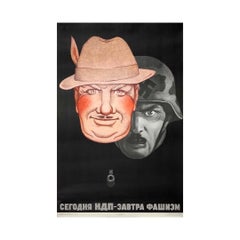 1969 original soviet poster by Koretsky : Today the NPD - tomorrow fascism USSR