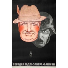 1969 original soviet poster by Koretsky : Today the NPD - tomorrow fascism USSR