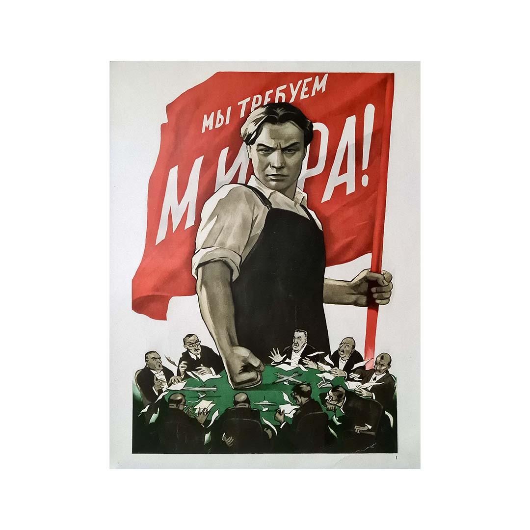 Affiche originale de 1950 Nous voulons la paix ! La division d'Yalta, c'est assez ! en vente 2