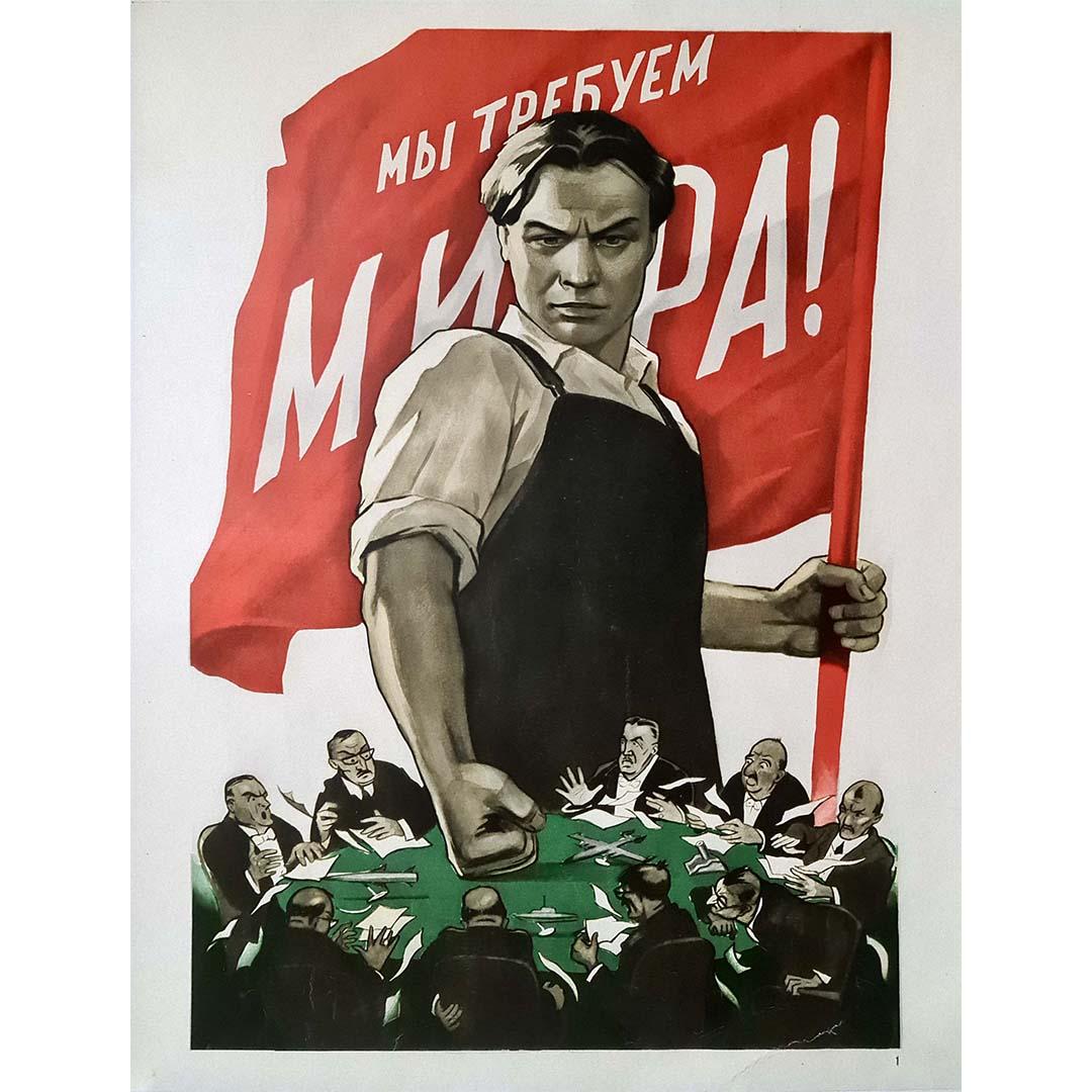 Affiche originale de 1950 Nous voulons la paix ! La division d'Yalta, c'est assez ! - Print de Viktor Koretsky 