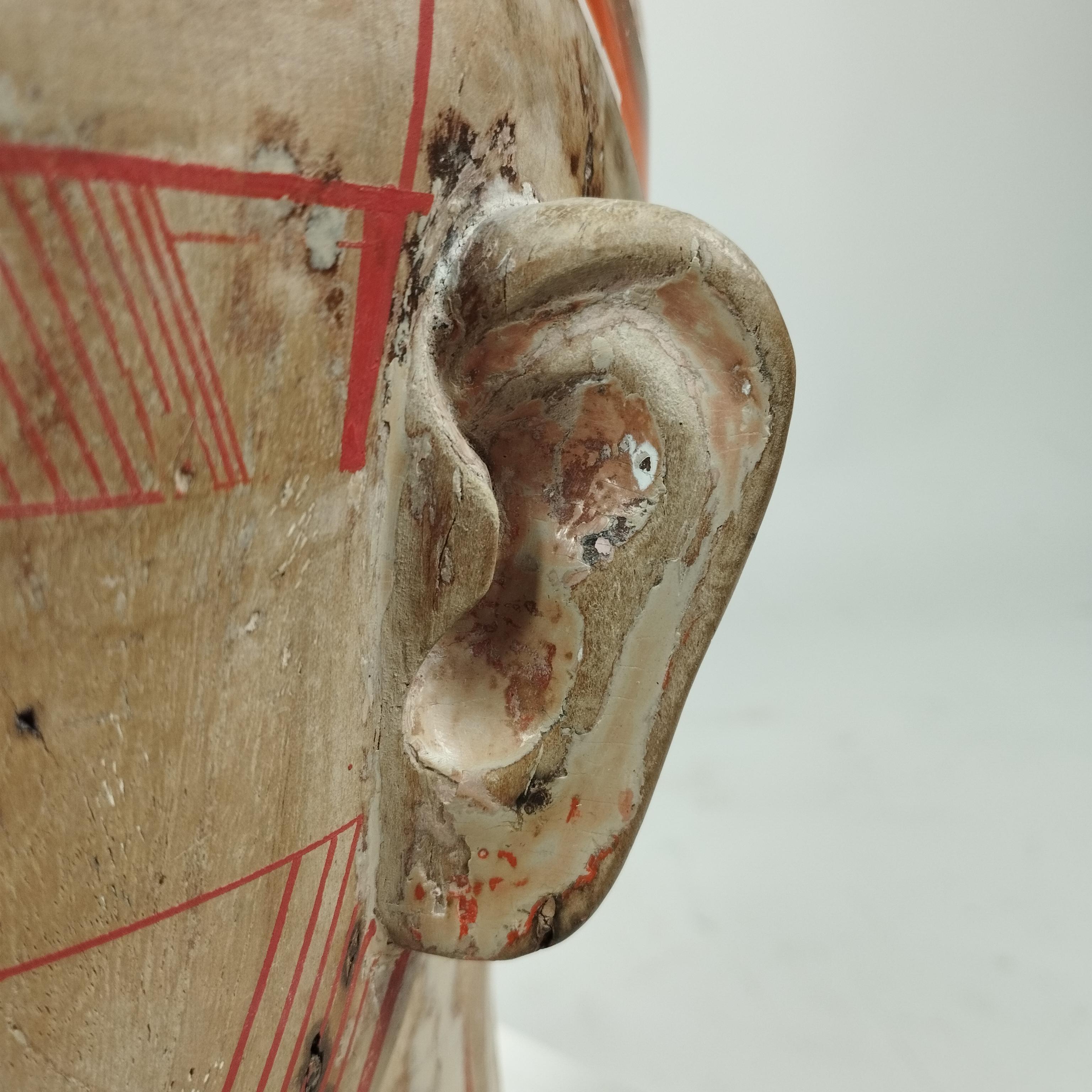 Víktor Martínez Wood Silkscreen And Resin Head Sculpture With Acrylic Base For Sale 1