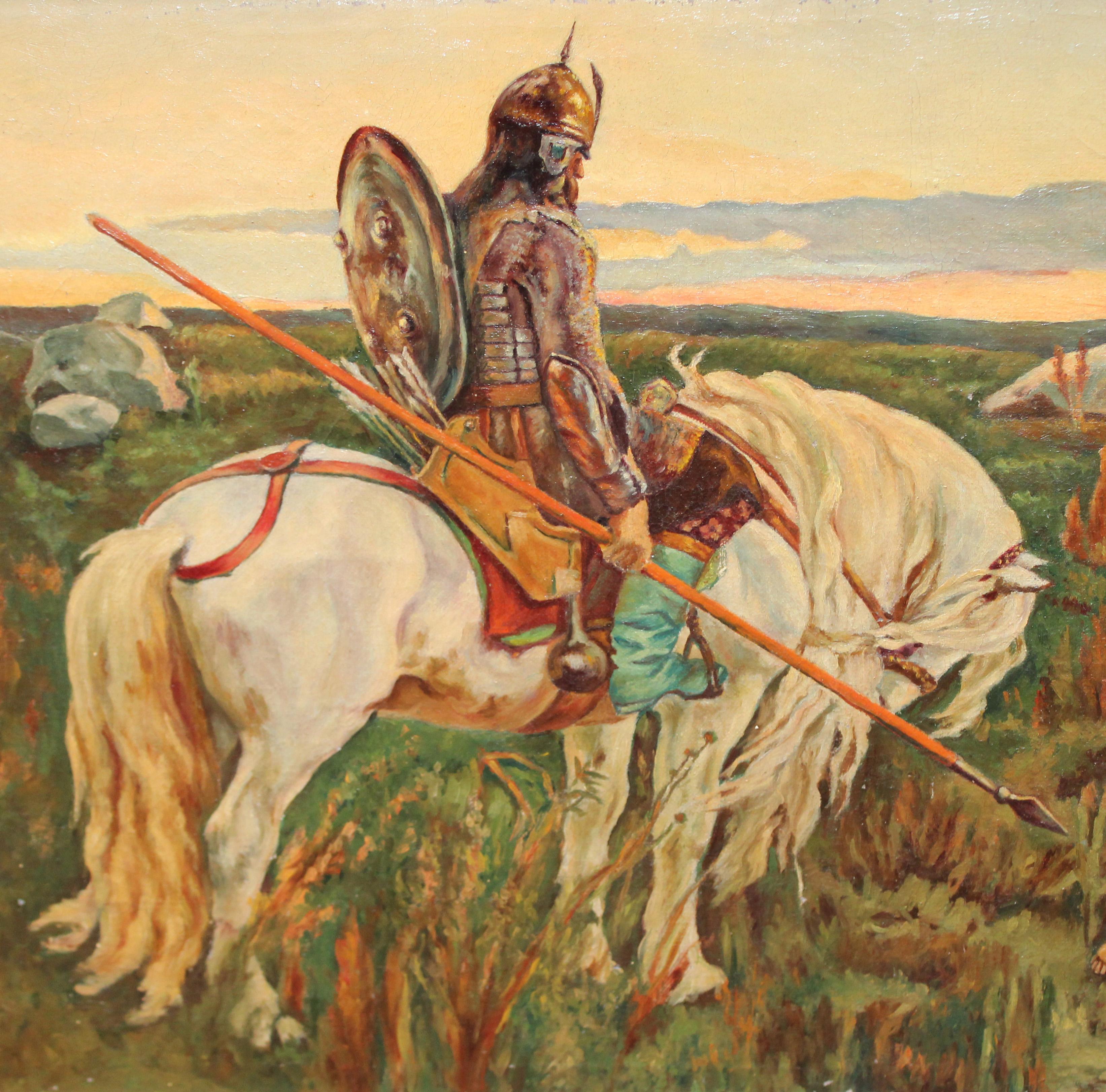 El caballero en la encrucijada - Óleo sobre tela - Painting Simbolista de Viktor Mikhailovich Vasnetsov (AFTER)