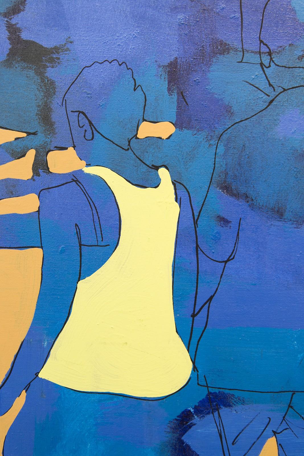 Blazing Blue - large, graphic, figurative, pop-art, acrylic on canvas - Contemporary Painting by Viktor Mitic